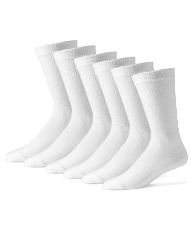 MDR Diabetic Socks Crew Length for Men and Women with Full Sole 12 Pairs Non-Binding Wide Top Comfort & Support Made in USA 9-11 White