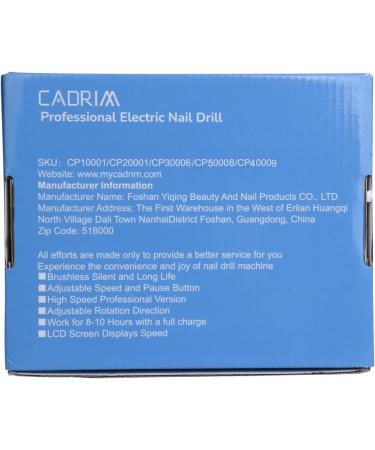 35000RPM Electric Nail Files Rechargeable 4000mAH Professional Cadrim Super Portable Nail Drill Acrylic Gel Kit Beginners Adjustable Speed Free Direction LCD Display Electric Set Manicure Pedicure Kit White - Buy Online on GoSupps.com