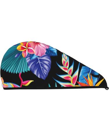 Tropical Palm Leaves Microfiber Hair Towel | Soft Super Absorbent Wrap for Women | Quick Dry Coral Velvet Cap for Long Curly & Thick Hair - Buy Online on GoSupps.com