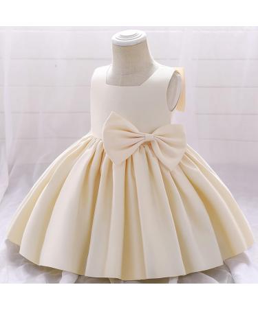 18-24 Months Toddler Bridesmaid Flower Girl Dress - Princess Bowknot Tutu Gown in Champagne - Buy Online on GoSupps.com