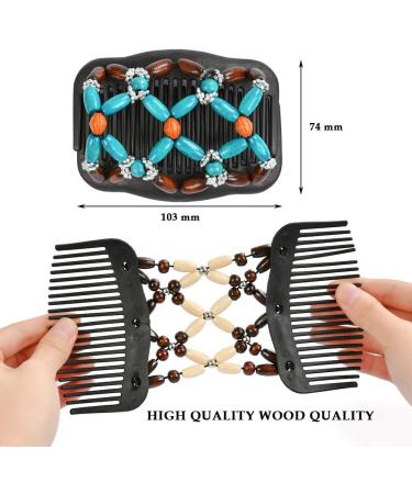 6 Pieces Beads Hair Combs Magic Elastic Hair Clips Stretchy Hair Comb Double Clips for Women Girls Hair Accessory - Buy Online on GoSupps.com