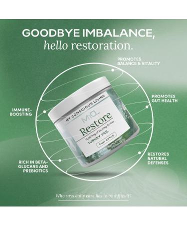 MYCL Restore Turkey Tail Mushroom Gummies for Adults and Kids 500mg Whole Fruiting Bodies - TurkeyTail Mushroom Supplement - Vegan Gluten Free - Fuji Apple 60 Count - Buy Online on GoSupps.com