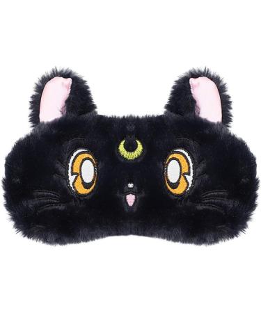 Cartoon Cat Eye Sleep Mask Plush Blindfold in Pink, White, and Black - Buy Online on GoSupps.com