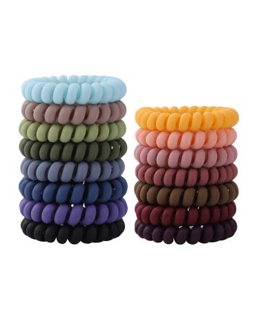 15 Pcs Spiral Hair Ties  No Crease Coil Hair Ties for Women - Large Size Matte Color Phone Cord Hair Accessories for Curly Hair  Thick Hair (2.2 inches)