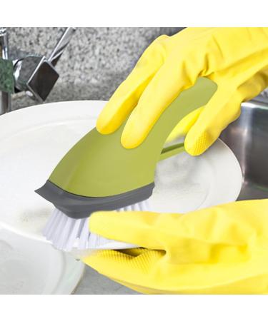Kitchen Brushes for Dishes - Automatic Soap Dispensing Dish Brush with Long Handle - Reused Add Detergent Dish Scrubber Kitchen Cleaning Tools for Pot Pan & Dish Green - Buy Online on GoSupps.com