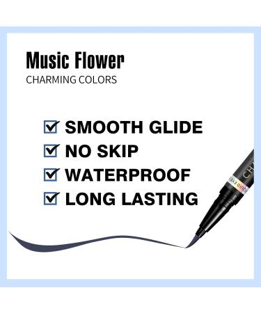 Music Flower Coloured Eyeliner | Waterproof Smudge-Proof Liquid Pencil | Dark Blue | Multiple Color Options - Buy Online on GoSupps.com