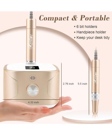 Nail Milling Mills for Gel Nails - Kredioo 11-in-1 Electric Nail Cutter 35000 RPM with LED Display | Professional Manicure & Pedicure Set - Champagne Gold - Buy Online on GoSupps.com