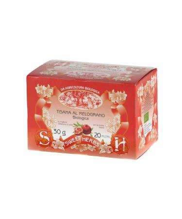 Apicoltura Brezzo Sweet Herbs | Pomegranate Herbal Tea | Organic Antioxidant Infusion with Pomegranate and Rosehip - 20 Individually Filtered Tea Bags (30g)