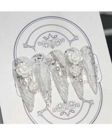 Temperament-enhancing manicure handmade camellia plaster manicure wearing nail patch European and American bride manicure.(M) - Buy Online on GoSupps.com