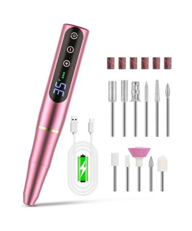Nail Drill NAILGIRLS Rechargeable Cordless Nail Drill Machine Portable Electric Nail Drill 35000RPM Professional Electric Nail File for Acrylic Gel Nails Efile Manicure Pedicure Polishing Pink