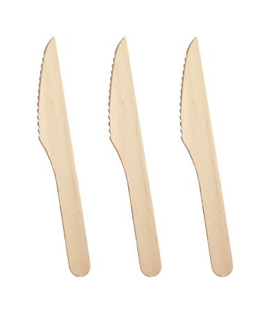 BLUE TOP 100pcs Disposable Wooden Cutlery Knives 6.6 Inch 100% Natural Eco-Friendly,Biodegradable and Compostable Alternative to Plastic,great Disposable wooden Utensils for Event,Camping PinicTrip. Knives 6.6 inch 100 PCS