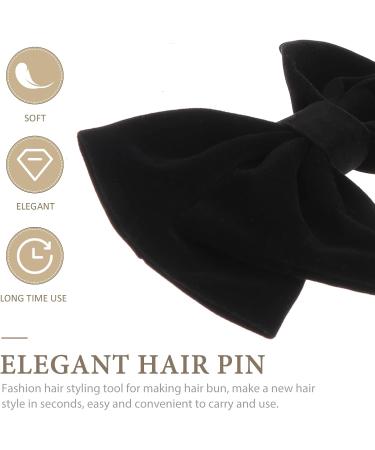 Lurrose 1pc Bow Hair Clip Velvet Bow Barrette Ribbon Bow Hair Clips Hair Accessory for Lady Bride bridesmaid Wedding Engagement Decoration (Black) - Buy Online on GoSupps.com