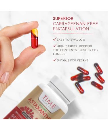 Organic Astaxanthin Oil 8mg - Pure & Natural - 60 Capsules - Carrageenan Free - Super Antioxidant - Premium Algamo Oil - UK Made - EU Source - Buy Online on GoSupps.com