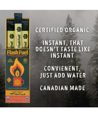 Flash Fuel Organic Instant Coffee - Dark Roast Coffee - Wild coffee in a flash - Perfect for hunting camping or on the go - Single serve sticks (3.5g x 10 sachets) Dark Roast - Dark Chocolate 35 g (Pack of 1) - Buy Online on GoSupps.com
