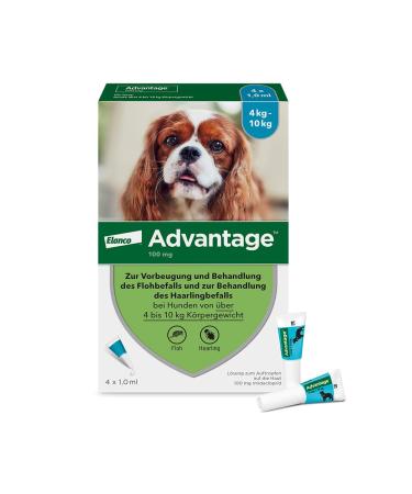Elanco Advantage Spot-on 100 For small dogs from 4 to 10 kg body weight rapid control of fleas and protection against flea infestation for up to 4 weeks 4 pipettes with 1.0 ml solution - Buy Online on GoSupps.com