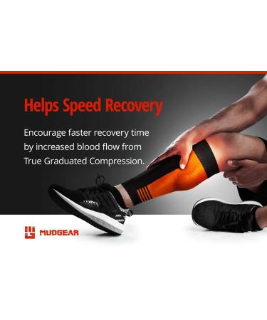 Compression Calf Sleeves for Running & Sports Recovery | Graduated Muscle Support - Large/XL - Black/Gray  - Buy Online on GoSupps.com