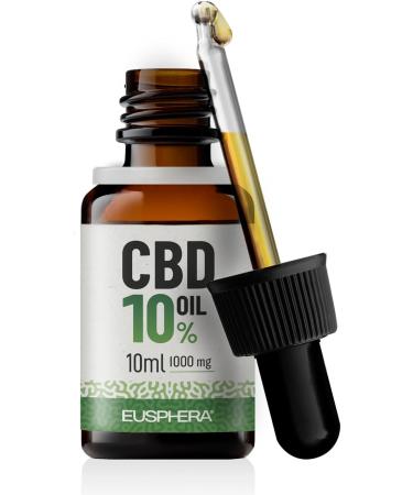 EUSPHERA - Hemp Oil 10% Pure 100% Natural CBD Oil With Omega 3 6 9 and Vitamins Without Coservater Made in EU 300+ Drops 10ml 1000mg - Buy Online on GoSupps.com