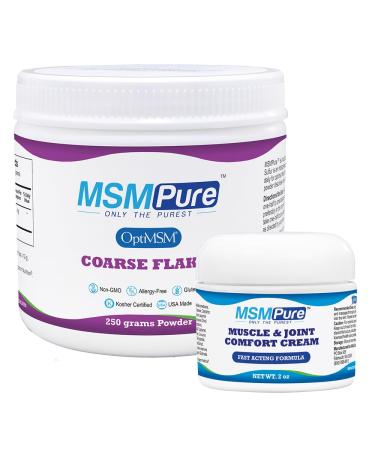 KALA HEALTH MSMPure Coarse Flakes 8.8 oz and Muscle & Joint Cream 2oz Bundle
