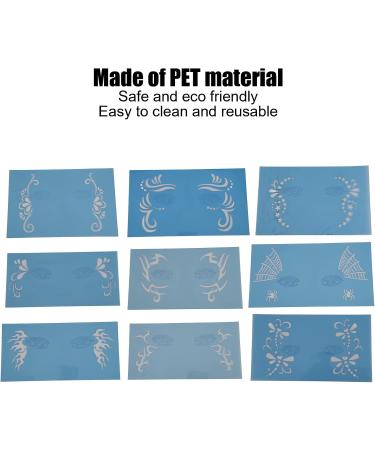 9 Sheets Reusable Makeup Stencils - Perfect for Festivals Birthdays & Performances | International Shipping Available - Buy Online on GoSupps.com