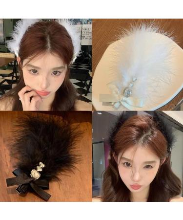 AJTUTUS Bowknot Feather Hair Clip for Girl 1920s Women FlapperCostume Hair Clip Side Hairclip Furry Hair Barrettes Accessories - Buy Online on GoSupps.com