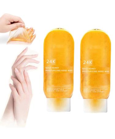 24k Gold Honey Peel Off Hand Wax Remove Dead Skin Moisturizing Whitening Hand Wax 220ml Hands Care Paraffin Hand Mask Milk Honey Peel Off Hand Wax (2PCs) 5.00 g (2 -pack)