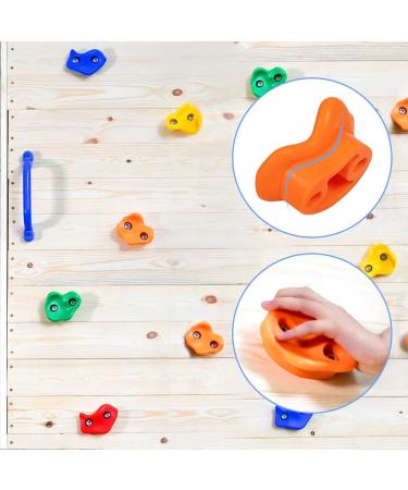Kids Rock Climbing Holds Set - 20 Holds with 2 Safety Handles | Indoor Outdoor Rock Wall Kit with Mounting Hardware - Buy Online on GoSupps.com