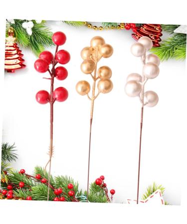 ABOOFAN 60 Pcs Christmas Fruit Christmas Decorations Christmas Holly Berries Christmas Berry Stems Winter Light House Decorations for Home Christmas Tree Fake Berry Foam Red Fruit Wreath Redx3pcs 17x3cmx3pcs - Buy Online on GoSupps.com