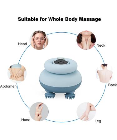 Homesnew Electric Scalp Massager - Cordless Head & Hair Scratcher with IPX7 Waterproof, Non-Slip Handle - Promotes Hair Growth & Whole Body Massage - Blue - Buy Online on GoSupps.com