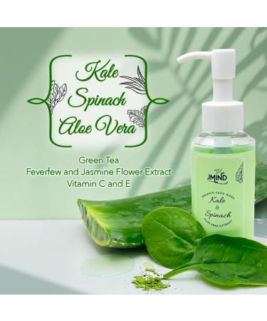 JMind Kale & Spinach Organic Face Wash | Vegan Green Tea Cleanser | pH Balanced for All Skin Types (3.38oz) - Shop Internationally - Buy Online on GoSupps.com