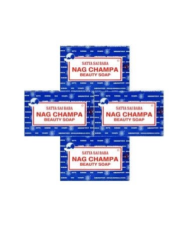 Satya Nag Champa Sai Baba Natural Soap - Large 150g (5oz) - 4 Piece Set - Buy Online on GoSupps.com
