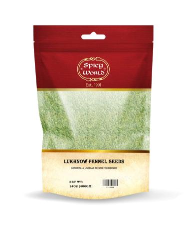 Spicy World Fennel Lucknowi Seeds (Fine Small Fennel) Whole Spice 400g (14oz) All Natural Vegan | Indian