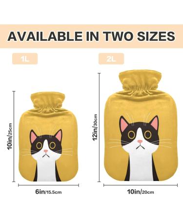 Hot Water Bottle 2L with Cute Black Cat Cover - Pain Relief & Winter Warmth for Hands & Feet - Buy Online on GoSupps.com