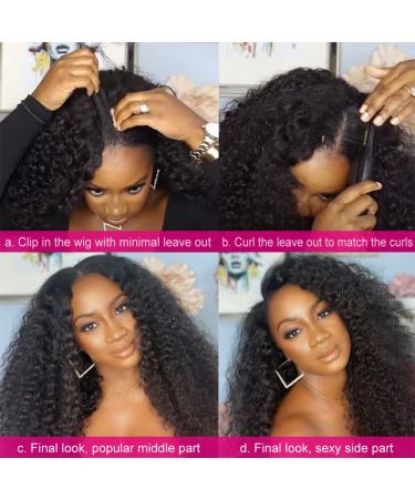 Kiqibeauty Afro Kinky Curly V Part Wig Human Hair 16 Inch - 200% Density U Part Wig for Black Women - Buy Online on GoSupps.com