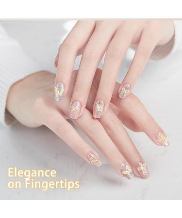 Buy Butterfly Nair Charms 40Pcs - Gold Alloy Nail Art Decorations with 7 Styles of 3D Bow Gemstones & Double Layer Designs - Buy Online on GoSupps.com