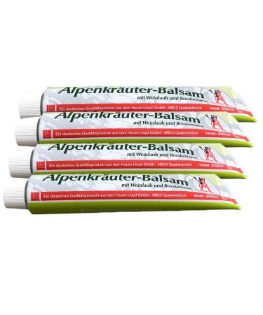 4X 200ml Lloyd Alpine Herbs Balm Sports Balm Herbal Cream Massage Cream Herbal Balm with Vine Leaves and Horse Chestnut