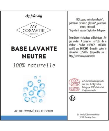 MY COSMETIK - Neutral cleansing base certified COSMOS NATURAL - Cold saponified from sunflower and coconut vegetable oils - 100% natural - Made in France - 250 ml - Buy Online on GoSupps.com