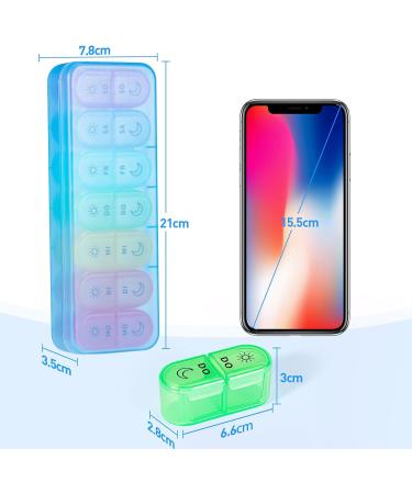7-Day Tablet Organizer Box - Portable Pill Dose Case with 14 Compartments - Ideal for Medications on the Go - Blue - Buy Online on GoSupps.com