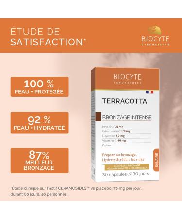BIOCYTE Terracotta Intense Tan - Solar Food Supplement - Melanin Glycoserum EF Vitamin C Copper - 30 Capsules - 30 Day Program - Buy Online on GoSupps.com