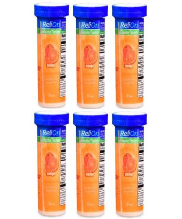 ReliOn Orange Flavor Glucose Tablets - 6 Pack of 10 Tablets Tube