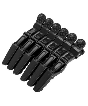 6pcs Black Crocodile Hair Sectioning Clips - Non-Slip Single Prong Hairpins for Salon & Hairdressing - Buy Online on GoSupps.com