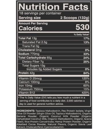 Organic Mocha Vegan Mass Gainer | Protein Powder with Vitamin B12, D3, and Iron | GMO, Gluten, Dairy, and Soy Free | 530 Calories | 5lb Pack - Gorilla Gulps - Buy Online on GoSupps.com