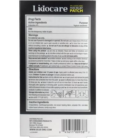 Blue-Emu Lidocare Pain Relief Patch 6 Count for Arm, Neck, and Leg - Buy Online on GoSupps.com