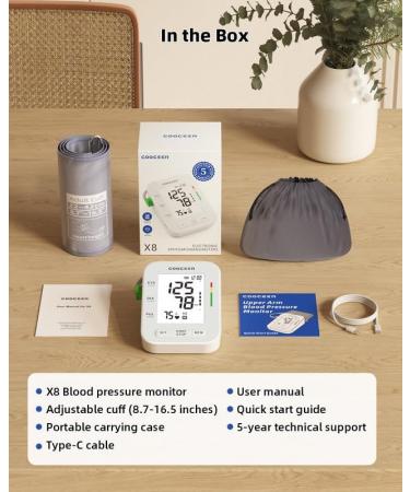 X8 Automatic Blood Pressure Monitor - Digital Upper Arm BP Machine with Adjustable Cuff & Large Backlit Display for Home Use - Buy Online on GoSupps.com