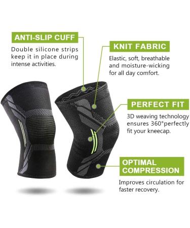 Beister Compression Leg Sleeves with Elastic Straps for Men & Women - Extra Long Knee Braces for Basketball, Football, Joint Pain - Black (1 Pair, Size M) - Buy Online on GoSupps.com