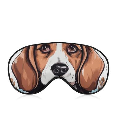 Soft Blackout Eye Mask for Sleeping with Adjustable Straps Cute Beagle Flowers Sleep Mask for Women Funny Dog No Pressure Eye Mask for Travel
