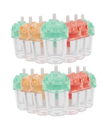 FRCOLOR Milk Tea Bottles 14 Pack Clear Lip Gloss Clear Lip Gloss Clear Lip Gloss with Wand Refillable Lip Balm Bottles