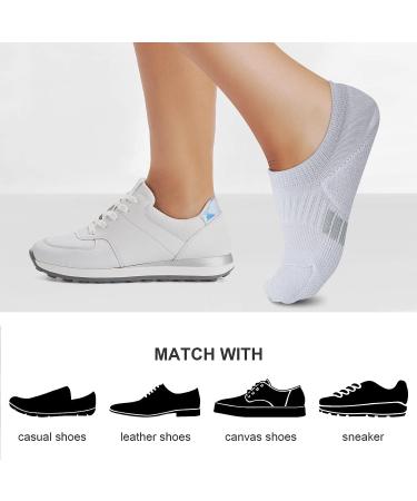 Amutost Women's Athletic No Show Socks 5-6 Pairs 8-10 Grey White Black - Cushioned Ankle Footies Low Cut Socks - Buy Online on GoSupps.com