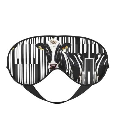Black White Milk Cow Mask for Deep Sleep & Relaxation - Adjustable Soft & Breathable Blindfold for Travel Meditation & More