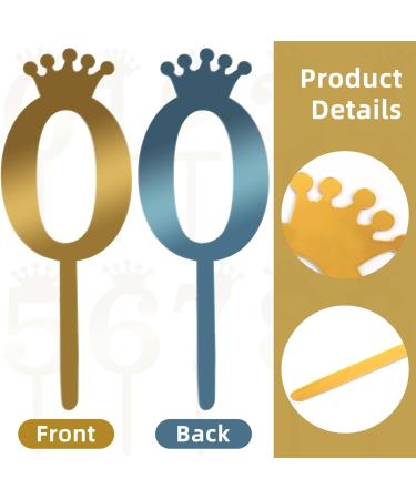 10pcs Cake Topper Acrylic Cake Numbers 0-9 Numbers with Crown Happy Birthday Cupcake Toppers Sticks Cake Picks Cake Decorations for Wedding Party Birthday Cake Decorating - Buy Online on GoSupps.com