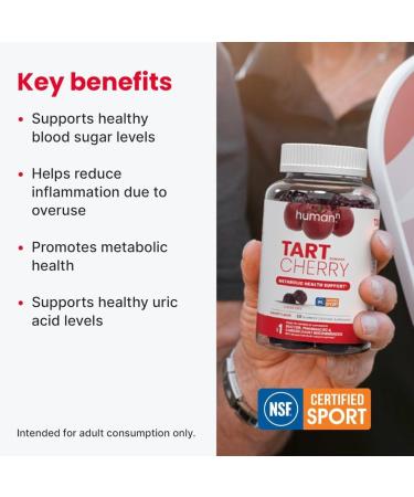 humanN Tart Cherry Gummies - Uric Acid & Immunity Support | NSF Certified Non-GMO Sugar-Free - 60 Count - Buy Online on GoSupps.com